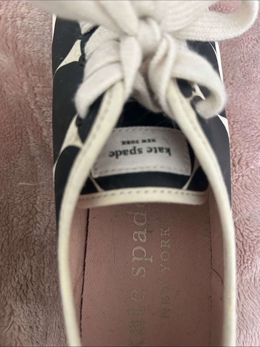 kate spade Black and Cream Polka Dot Lace-Up Sneakers - Picture 4 of 5